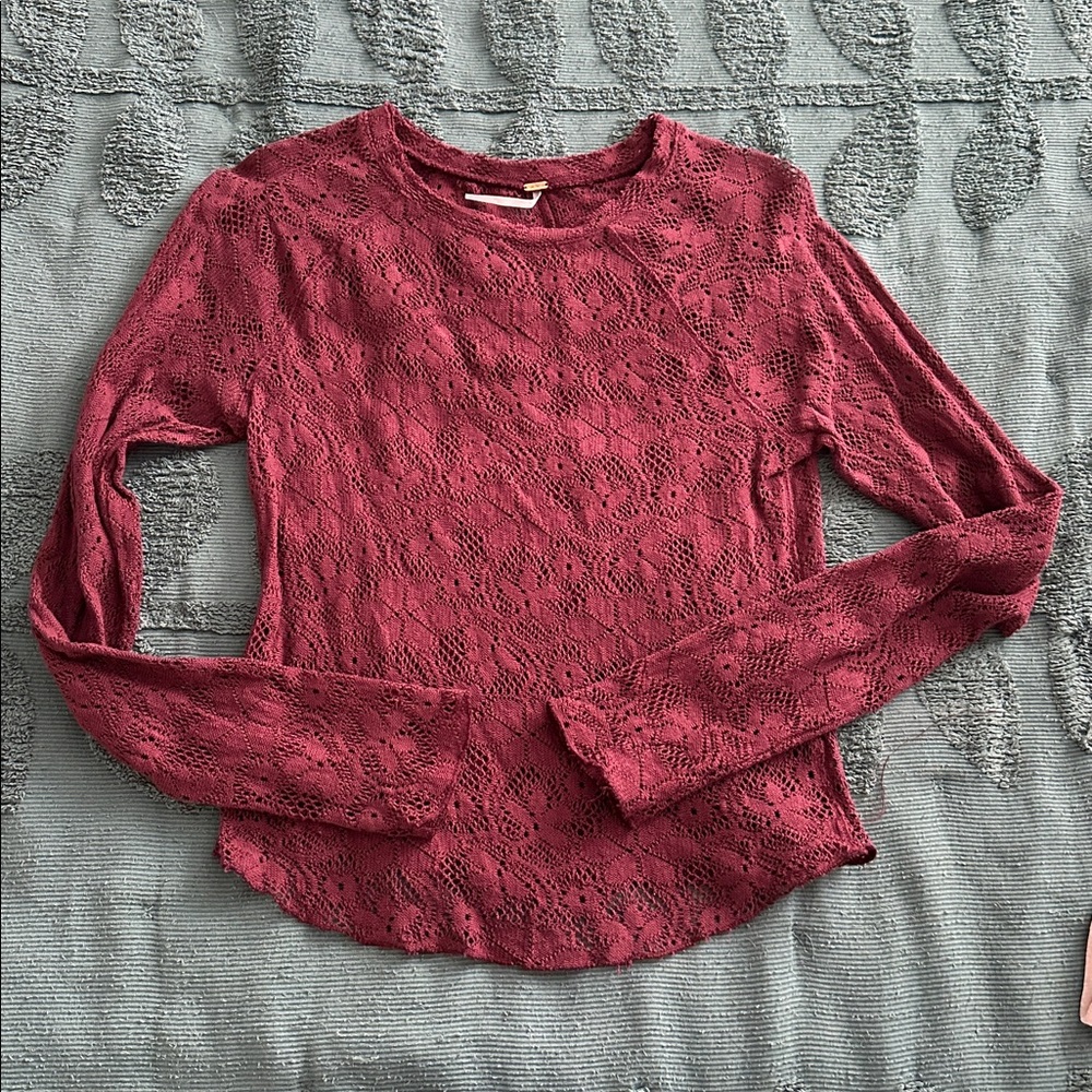Free People in the meadow long sleeve lace top large